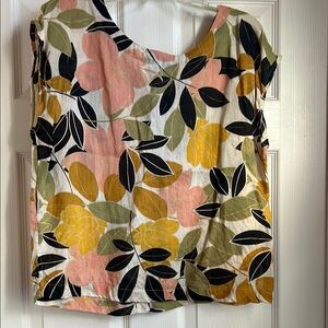 Rachel Zoe Linen Floral Print Women's Top-Sz M